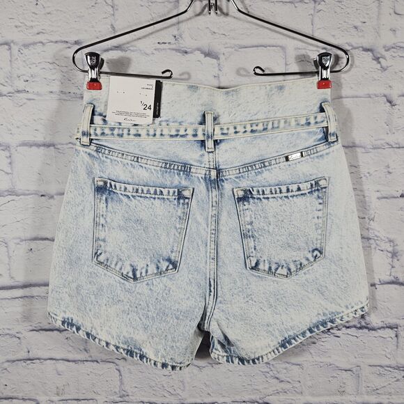KanCan Ultra High Rise Rambler Denim Shorts Buttonfly Size 1/24 Distressed NWT - Picture 4 of 10